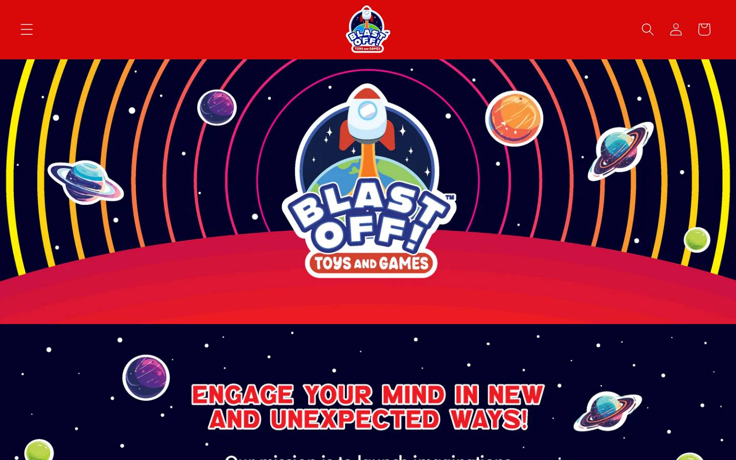 blastofftoysandgames.com homepage screenshot