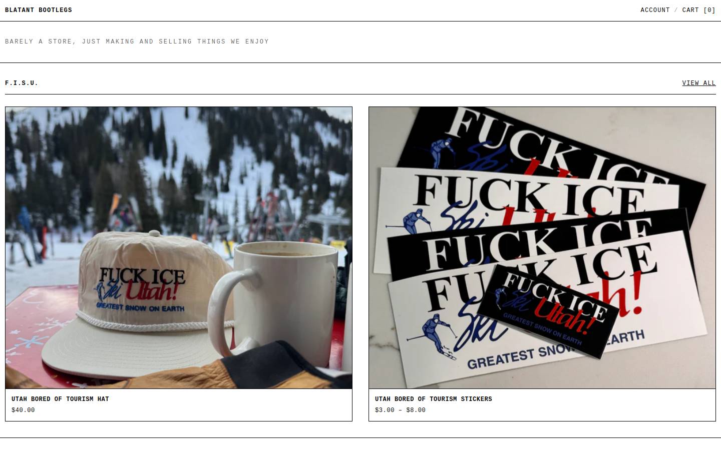 blatantbootlegs.com homepage screenshot
