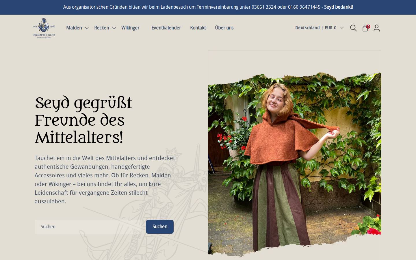 blaudruck-greiz.de homepage screenshot