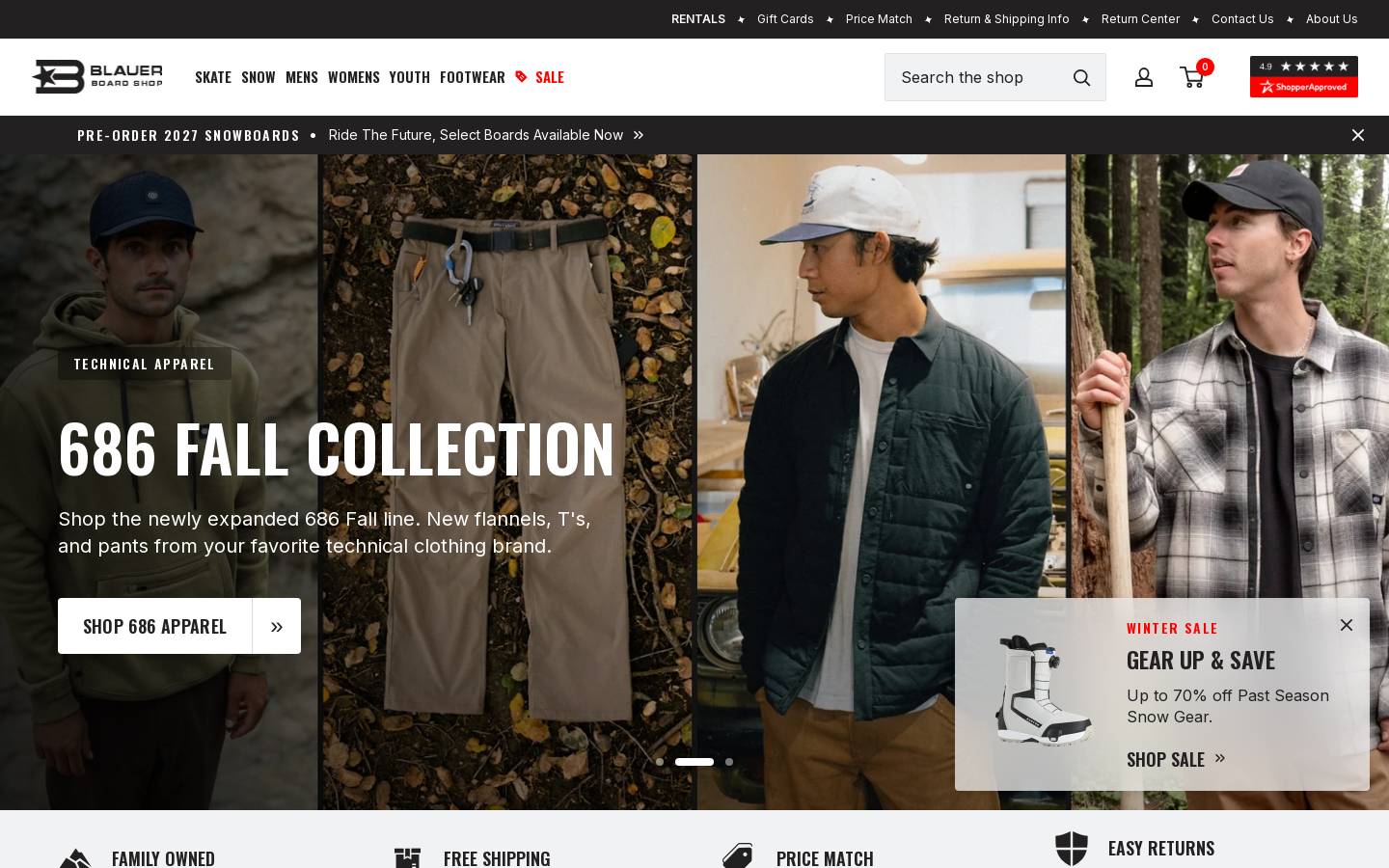 blauerboardshop.com homepage screenshot
