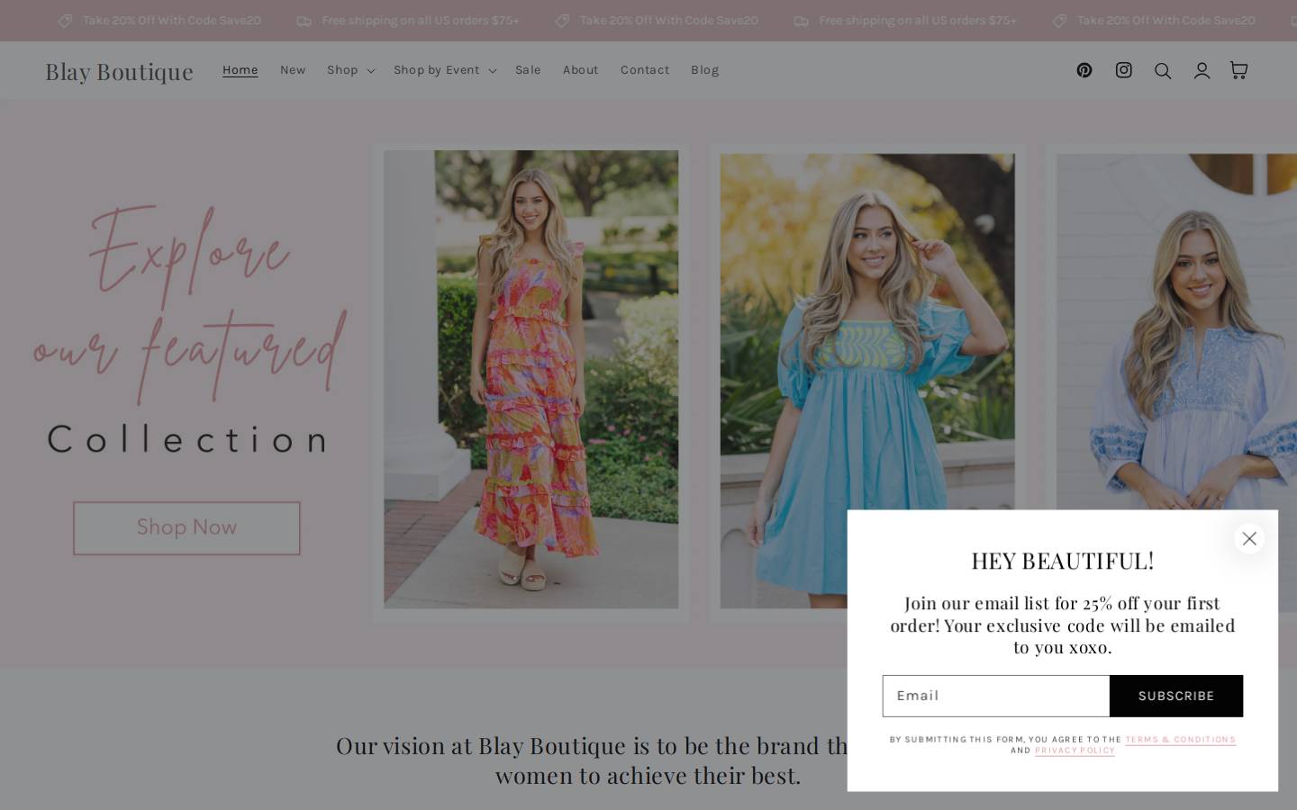 blayboutique.com homepage screenshot