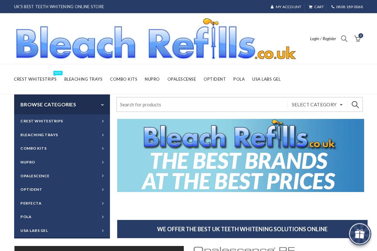 Bleachrefills homepage screenshot