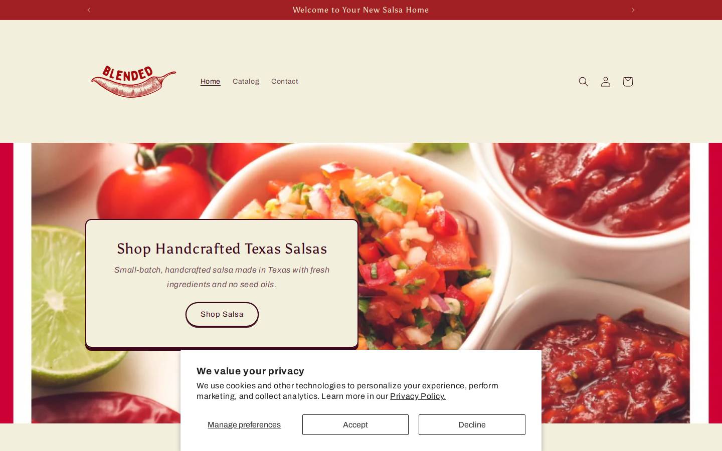 blendedtxsauce.com homepage screenshot