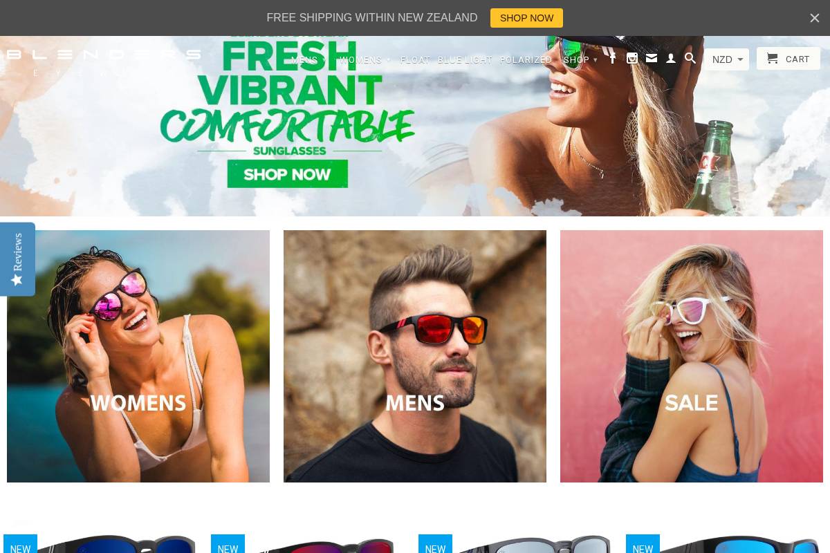 Blenders Eyewear NZ homepage screenshot