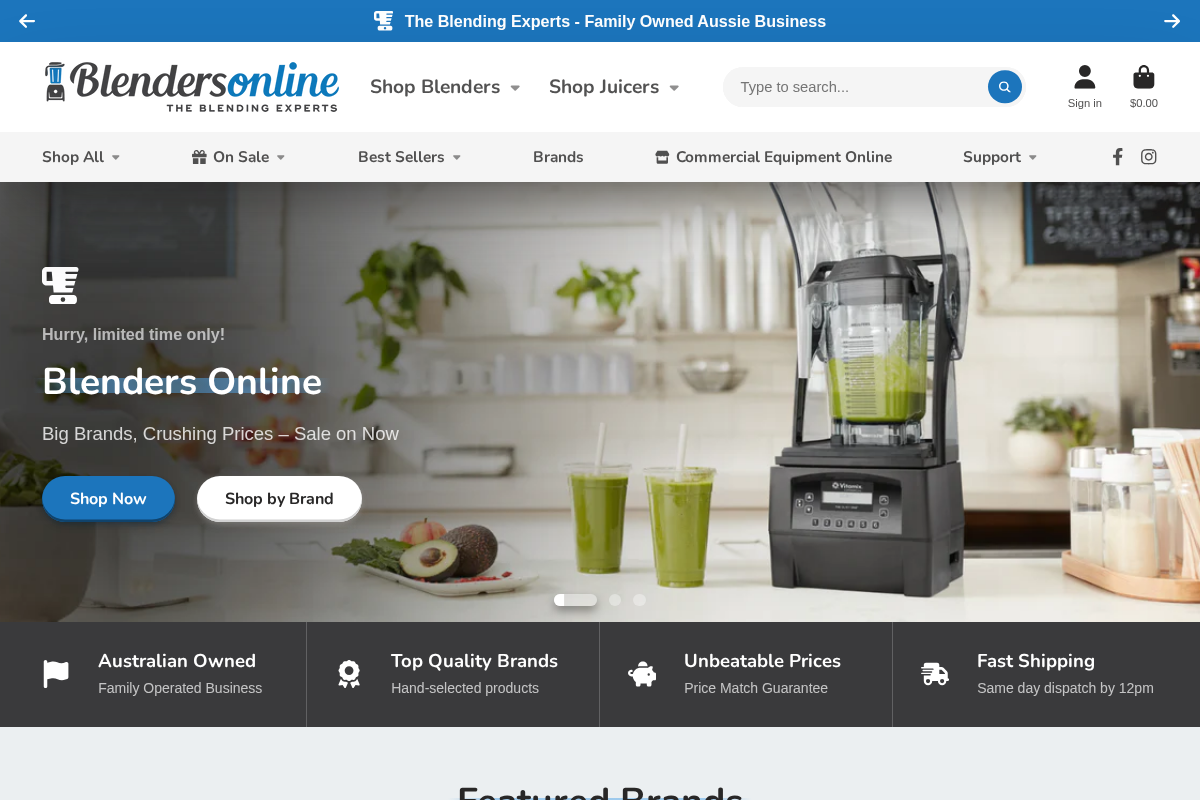 blendersonline.com.au homepage screenshot