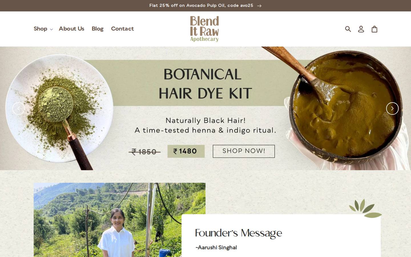 blenditrawapothecary.in homepage screenshot