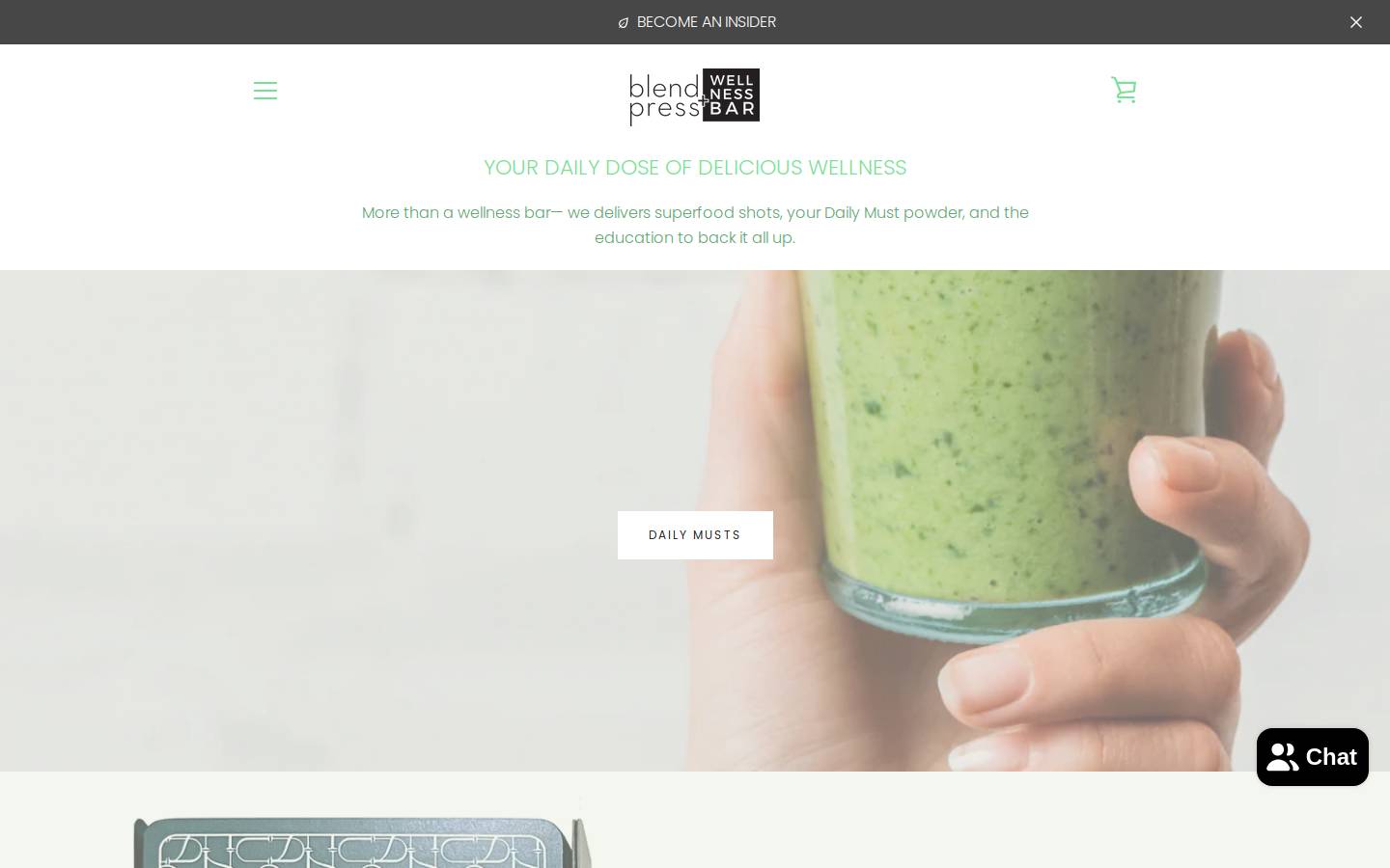 blendpresswellnessbar.com homepage screenshot