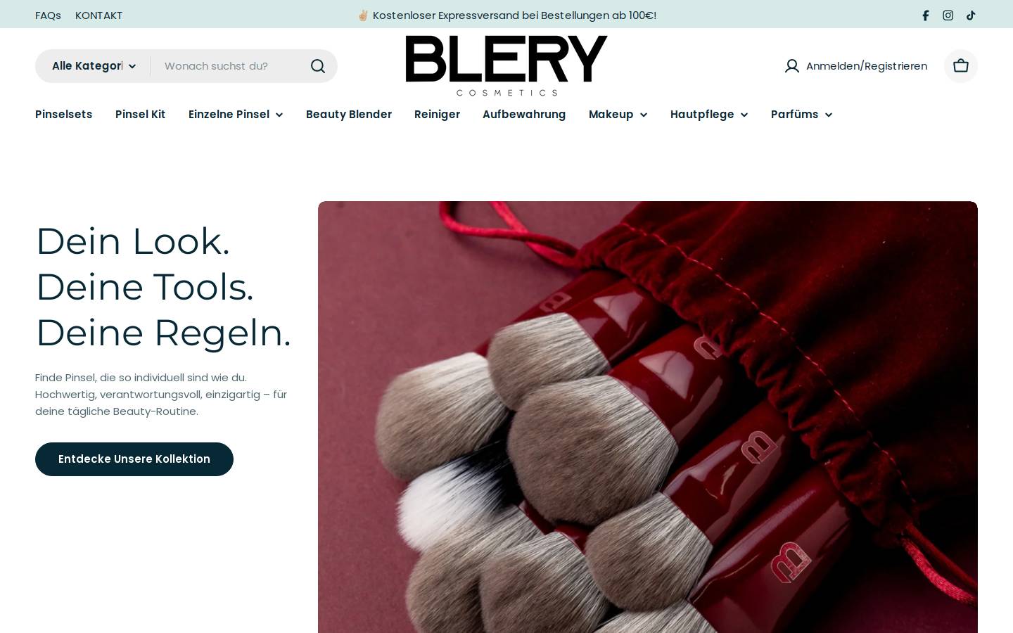 Blerycosmetics homepage screenshot