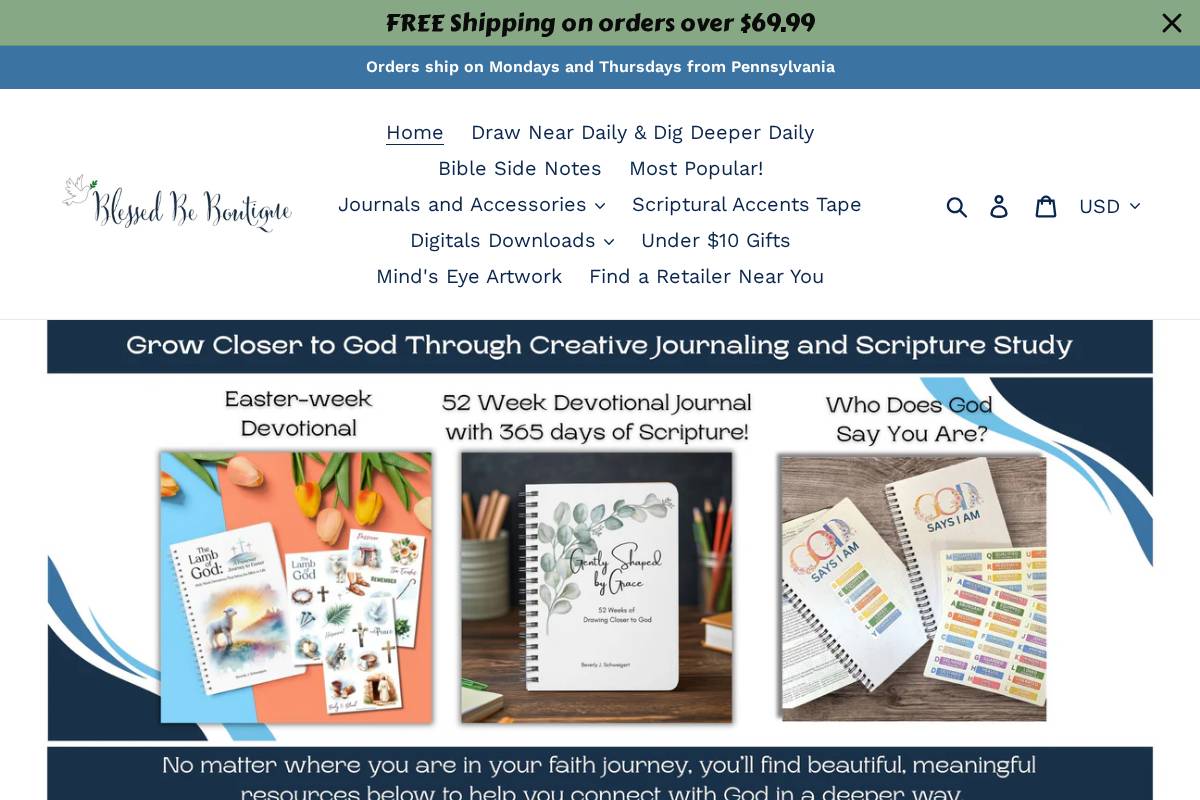 Blessedbeboutique homepage screenshot