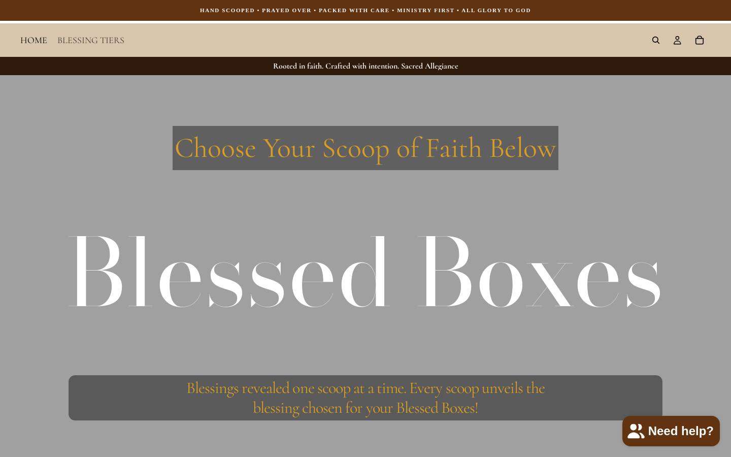 blessedboxes.com homepage screenshot