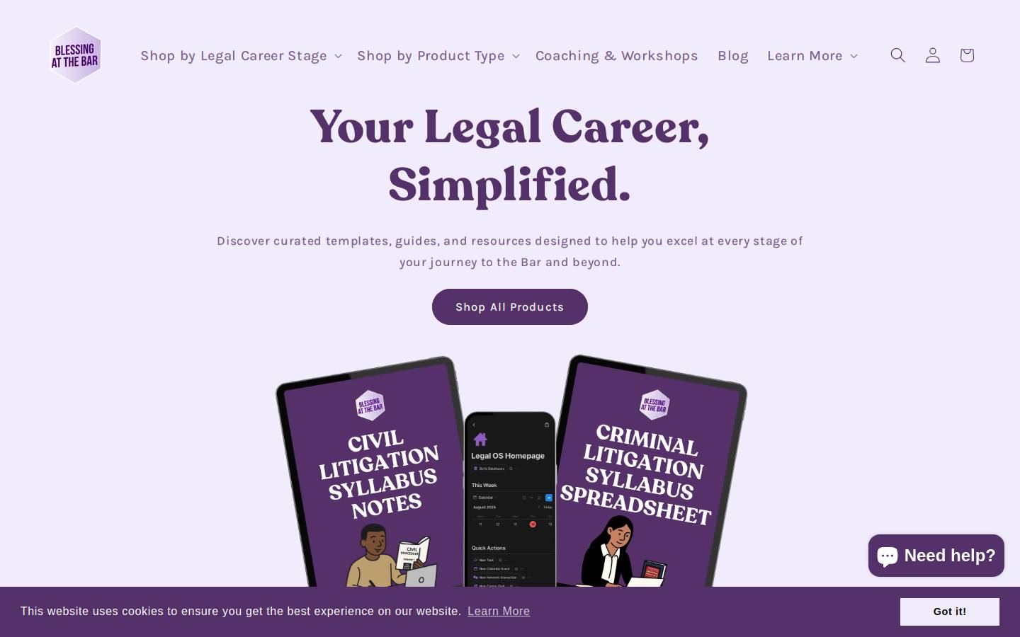blessingatthebar.com homepage screenshot