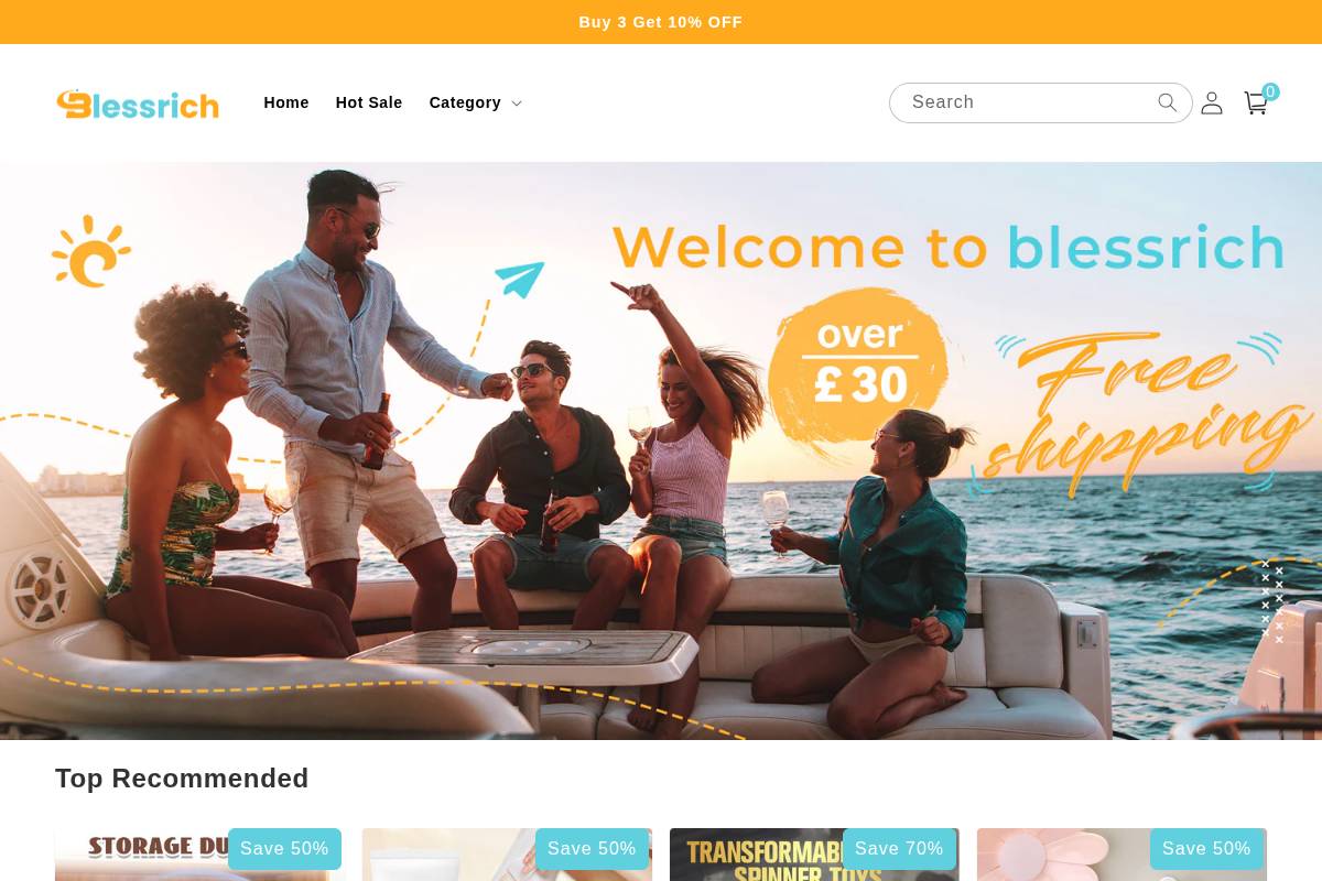 Blessrich homepage screenshot