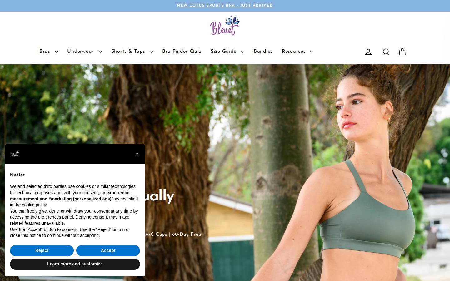 bleuetapparel.com homepage screenshot