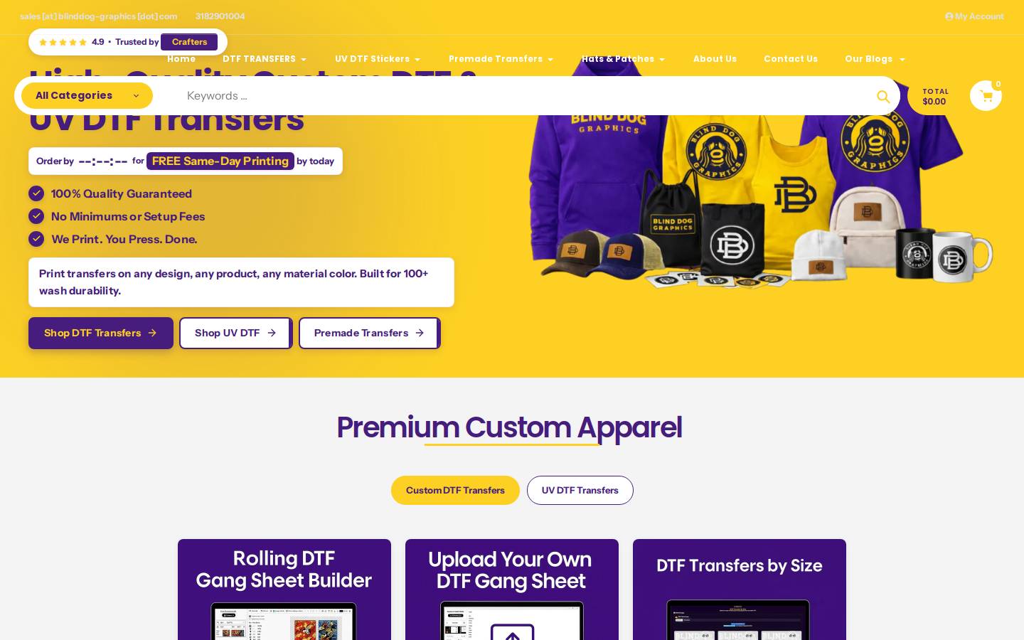 blinddog-graphics.com homepage screenshot