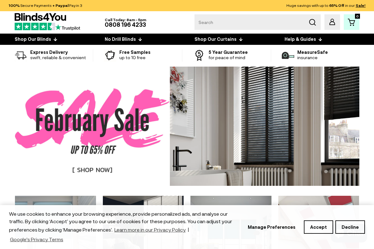 Blinds4You homepage screenshot