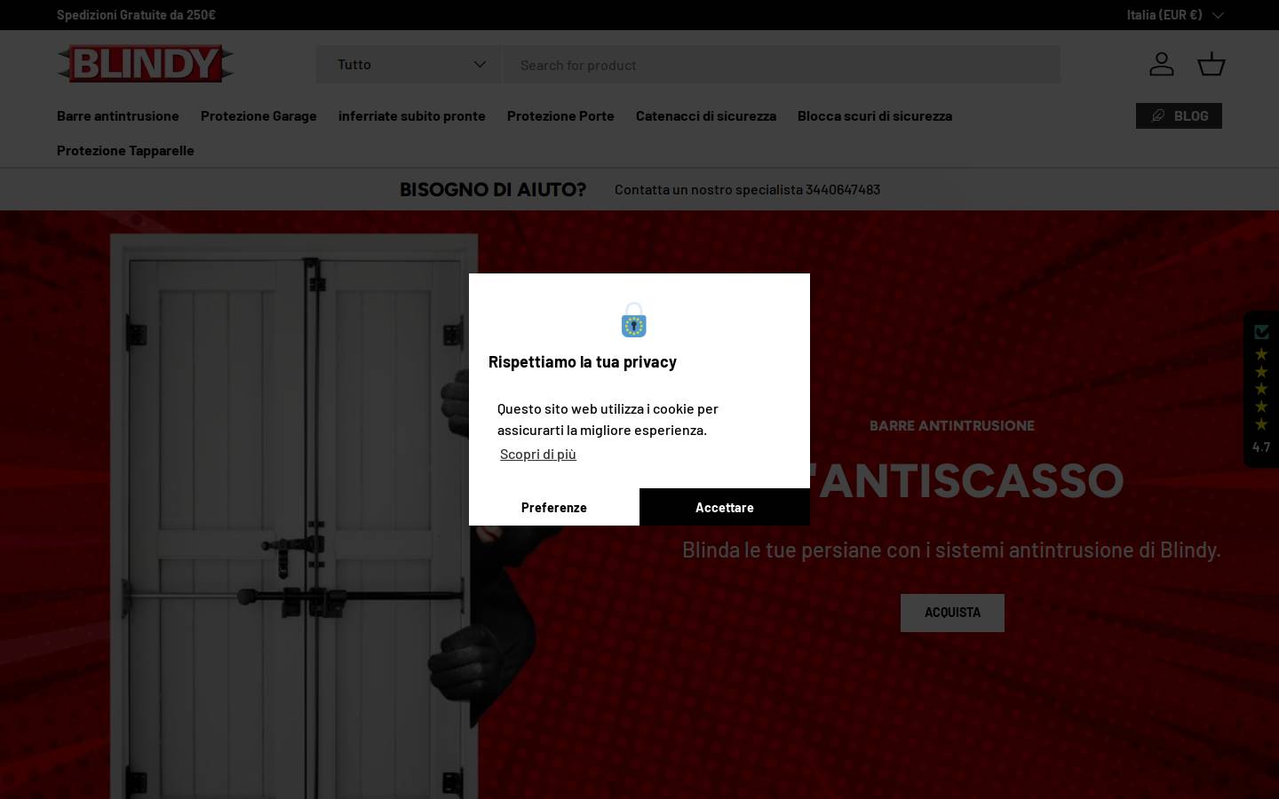 Blindystore homepage screenshot