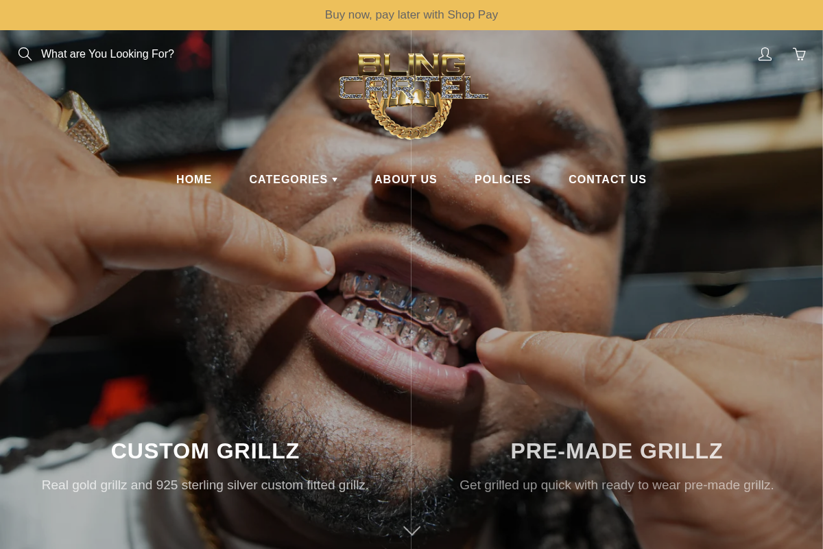 blingcartel.com homepage screenshot