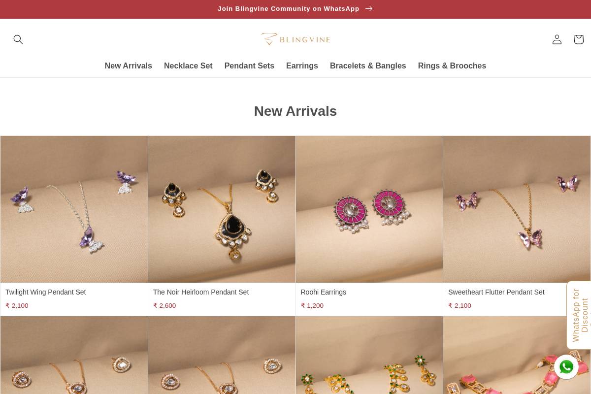 Blingvine homepage screenshot