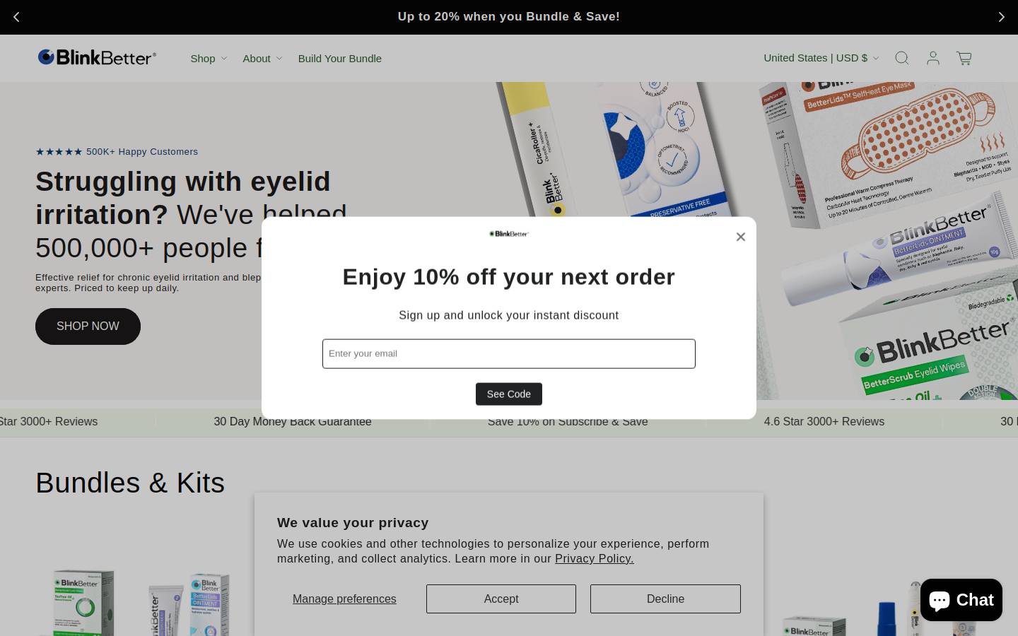 blinkbetter.com homepage screenshot