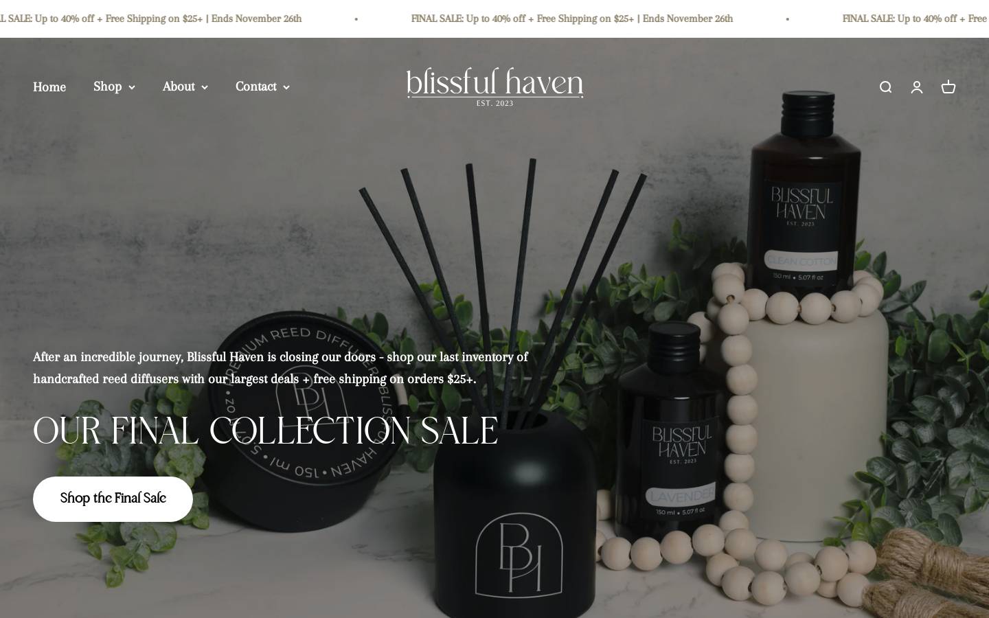 blissfulhaven.co homepage screenshot