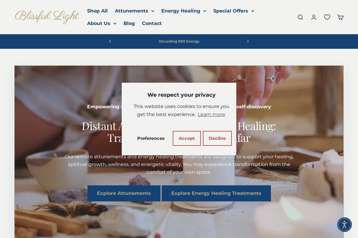 blissfullight.com homepage screenshot