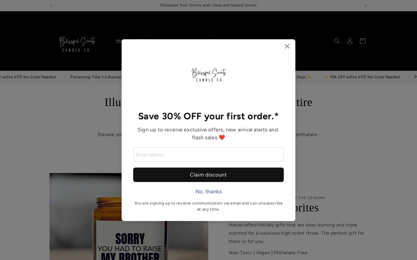 blissfulscentscandleco.com homepage screenshot