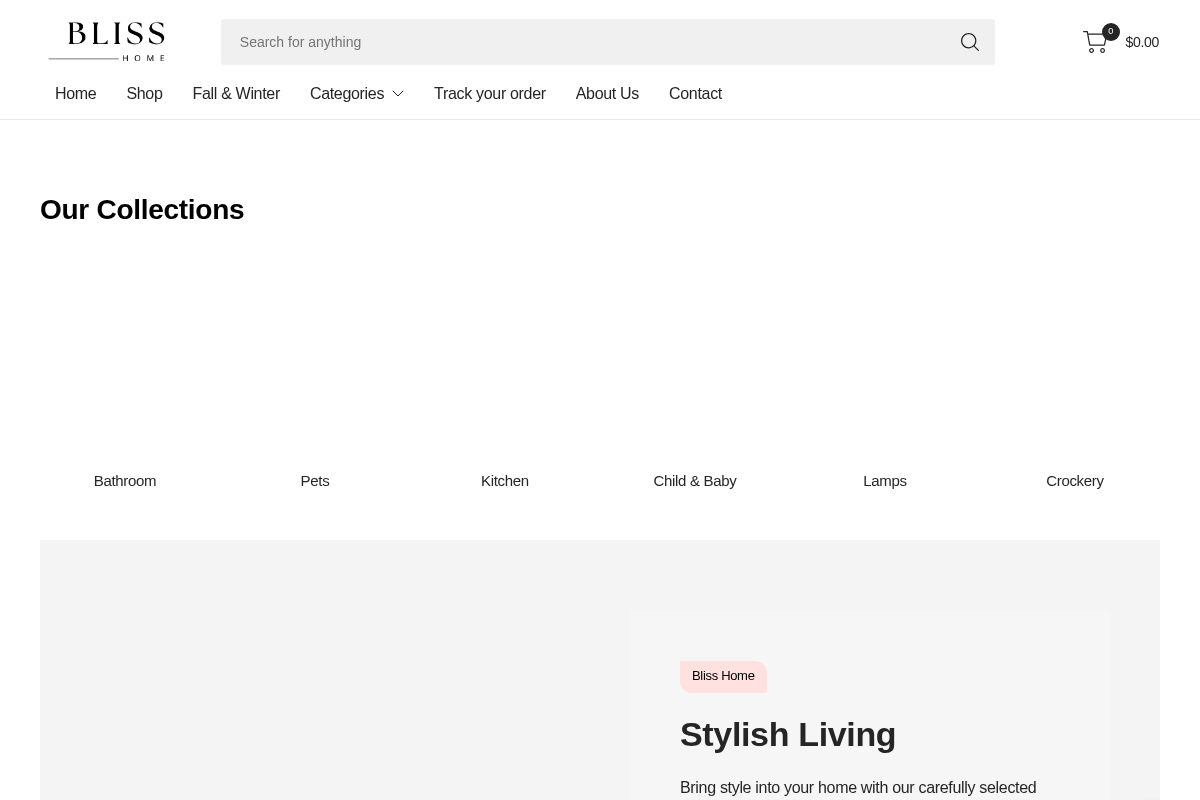 Bliss Home homepage screenshot