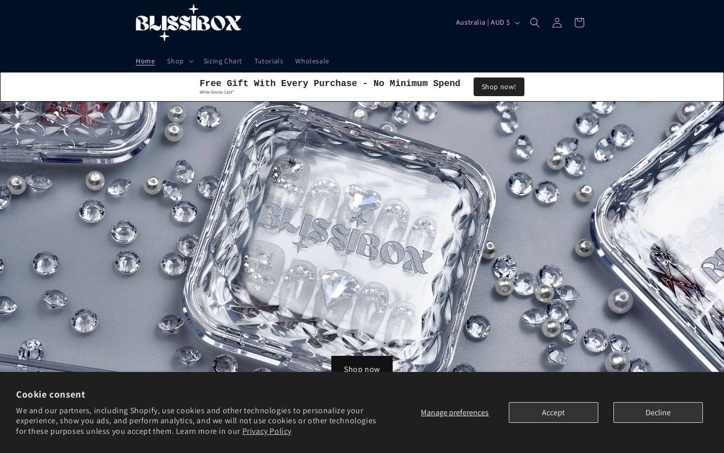 blissibox.com homepage screenshot