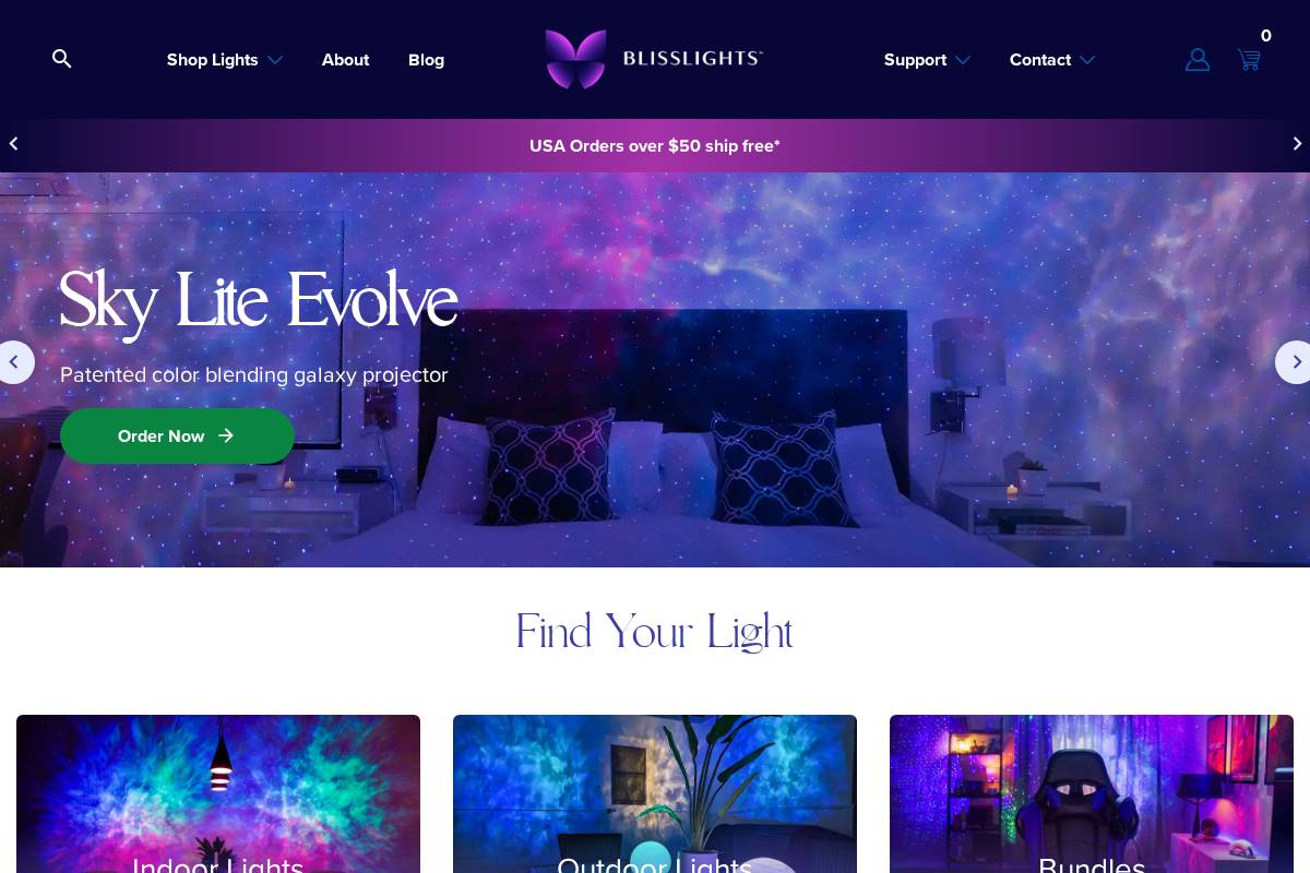 BlissLights homepage screenshot