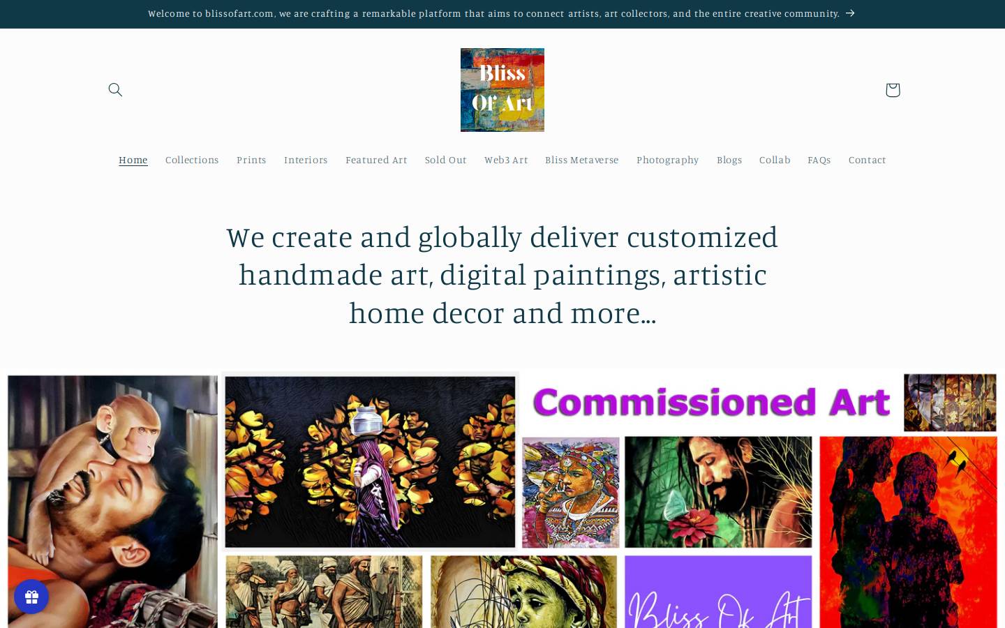blissofart.com homepage screenshot