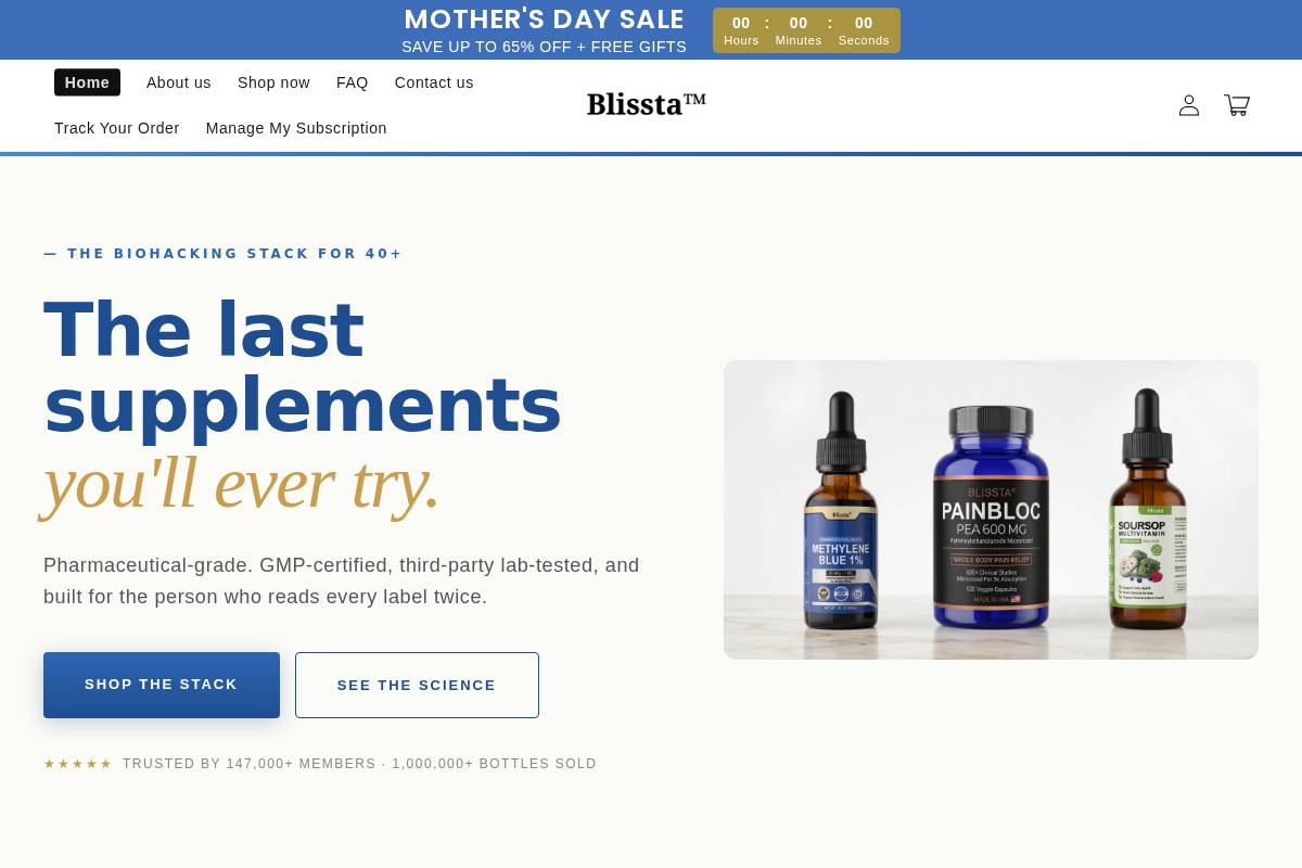 Blissta homepage screenshot