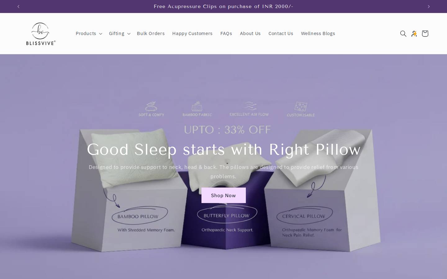 blissvive.com homepage screenshot