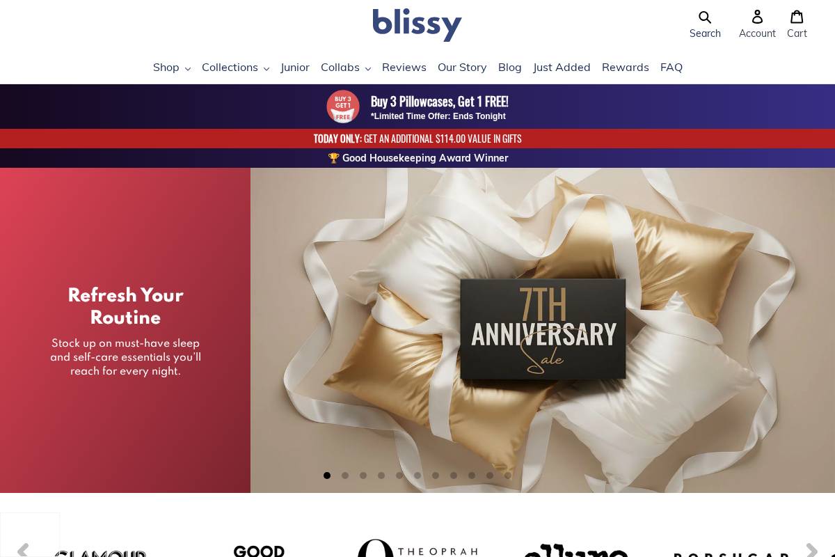 Blissy homepage screenshot