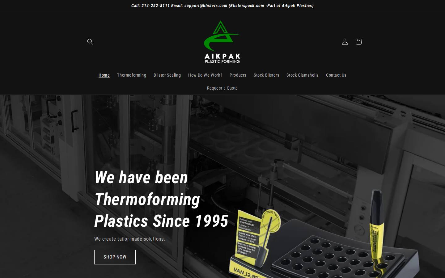 blisterspack.com homepage screenshot