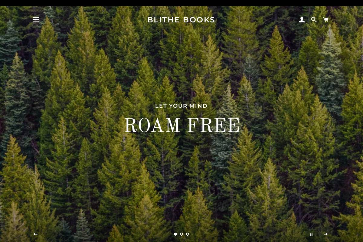 blithebooks.com homepage screenshot