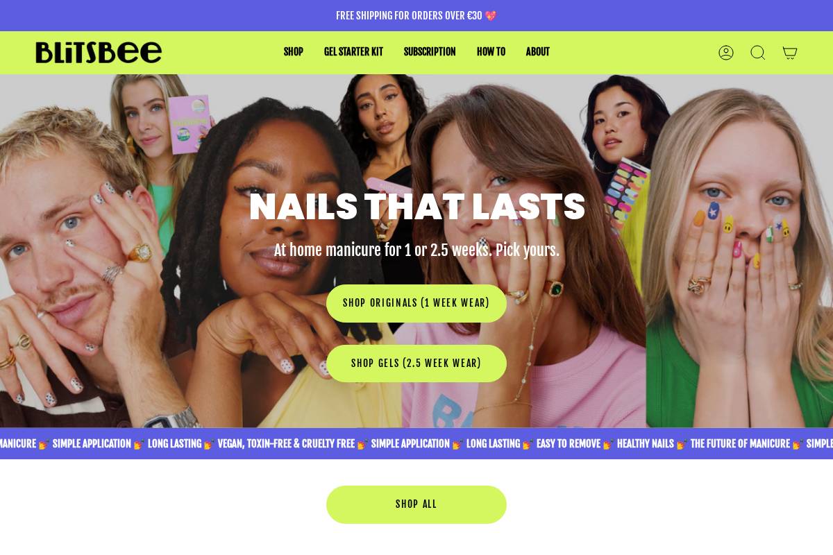 Blitsbee homepage screenshot
