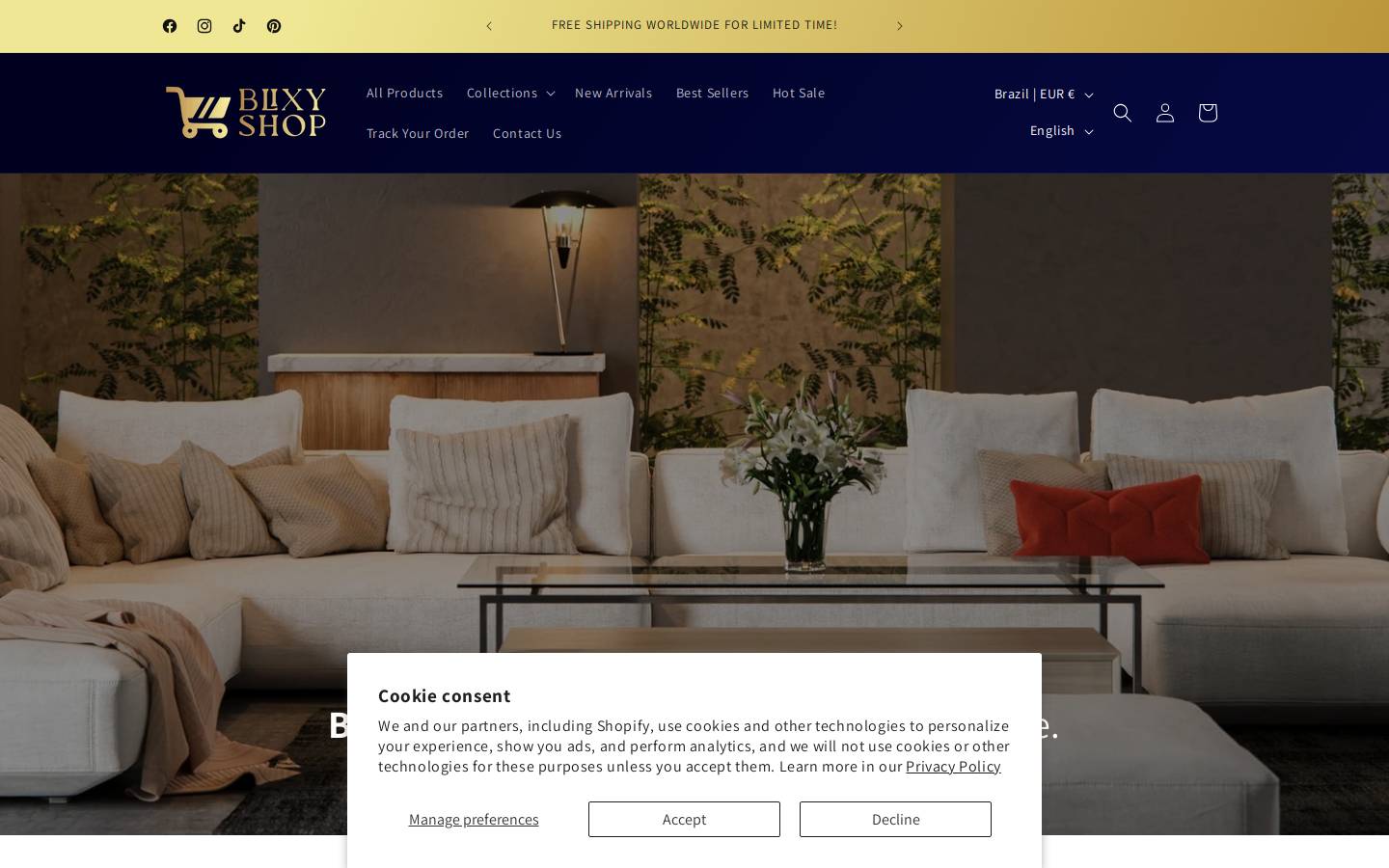 blixyshop.com homepage screenshot