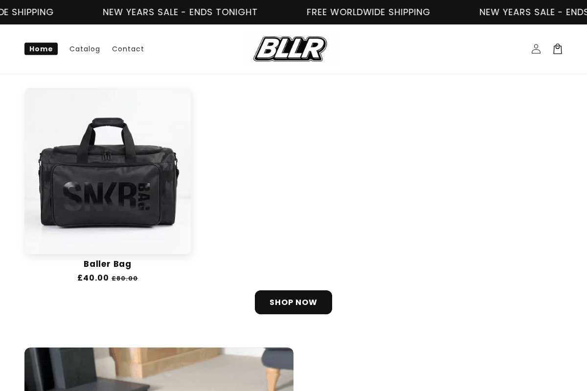 BLLR Bag homepage screenshot