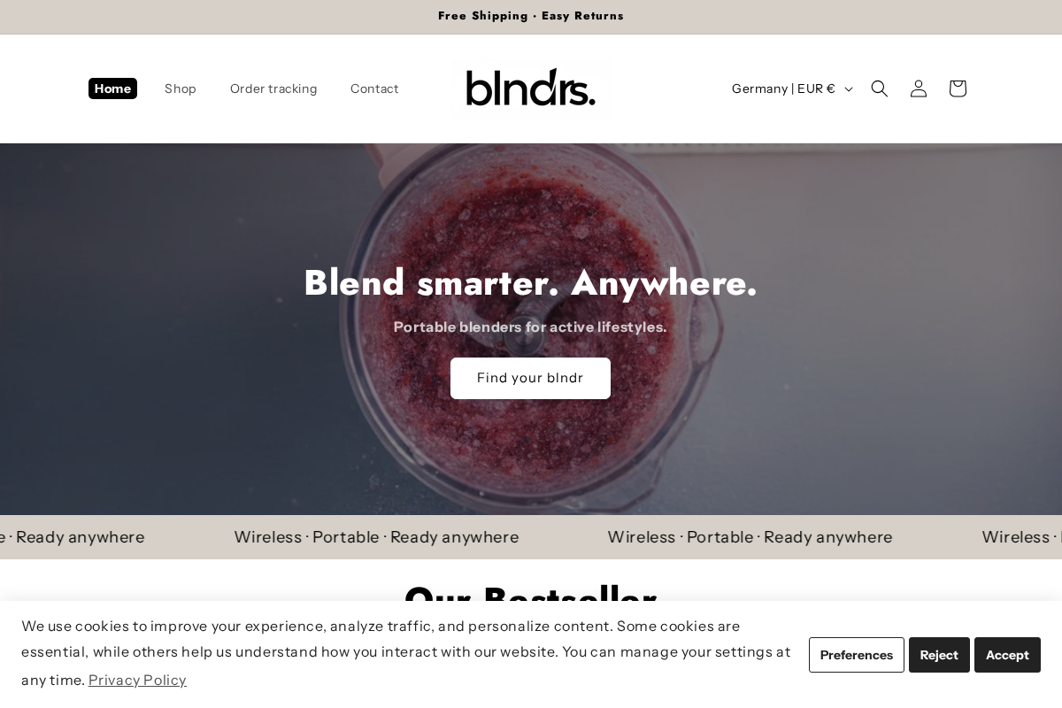 Blndrs homepage screenshot