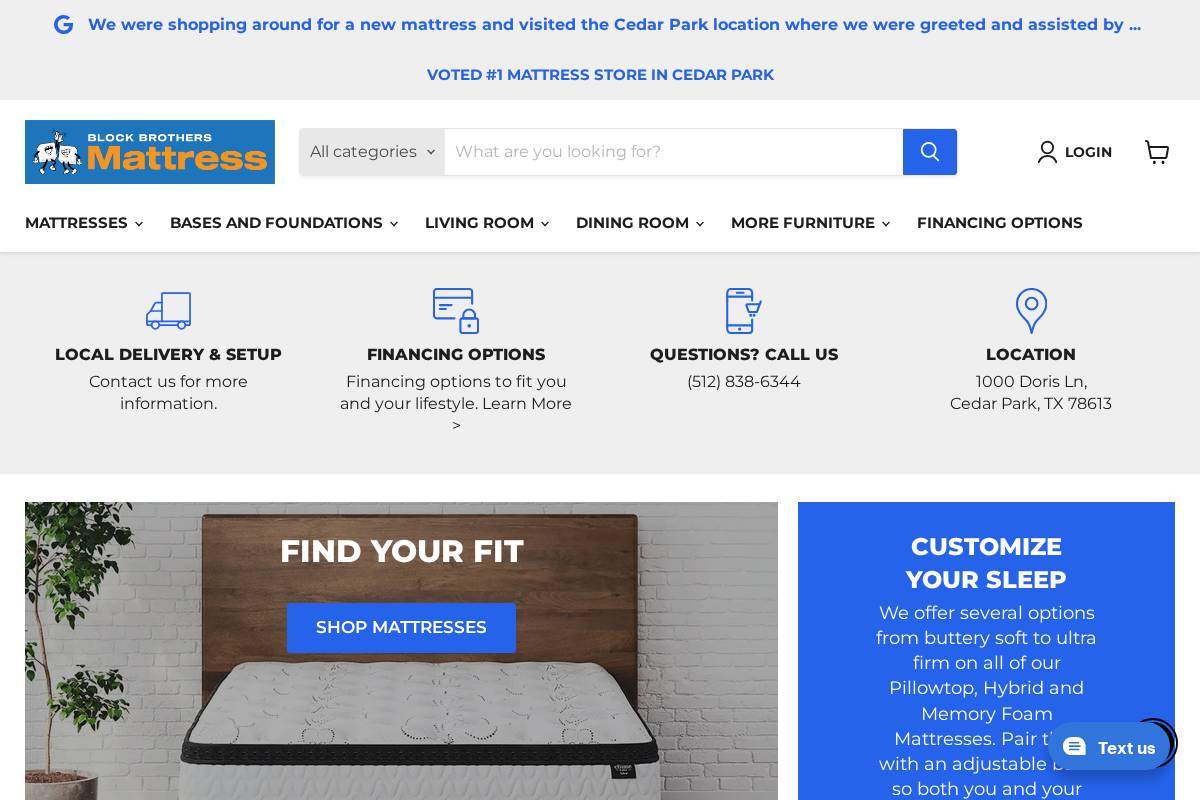 blockbrothersmattress.com homepage screenshot