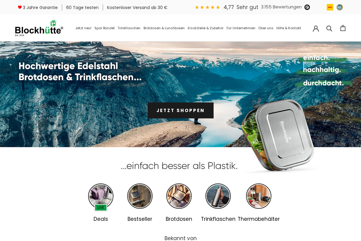 Blockhütte homepage screenshot