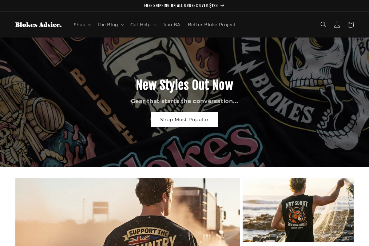 Blokes Advice homepage screenshot