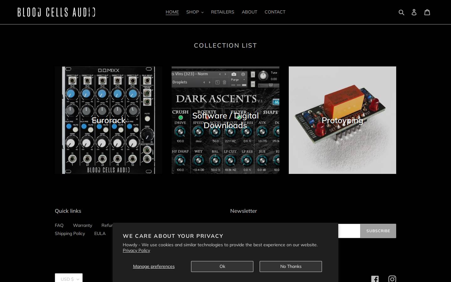 bloodcellsaudio.com homepage screenshot