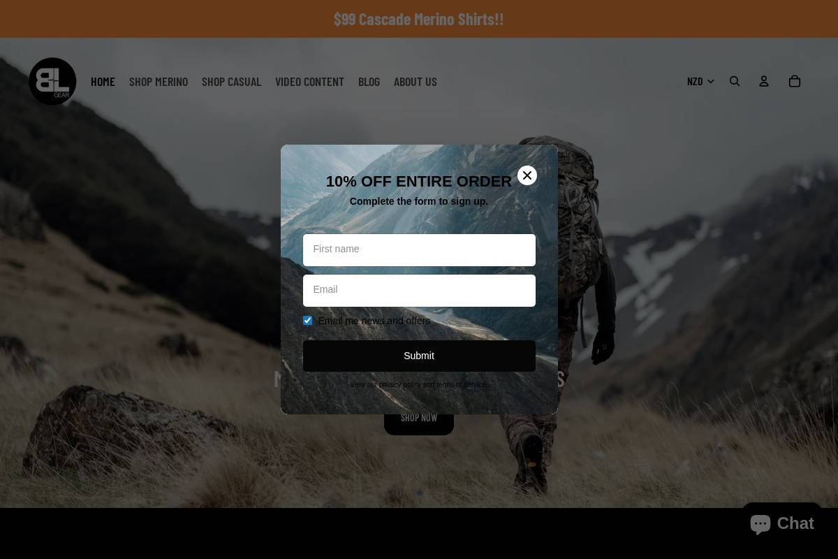bloodlinegear.co.nz homepage screenshot