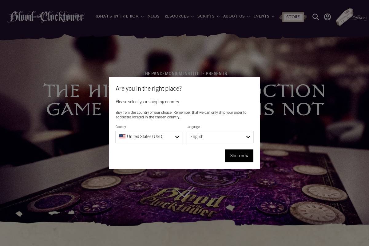 bloodontheclocktower.com homepage screenshot