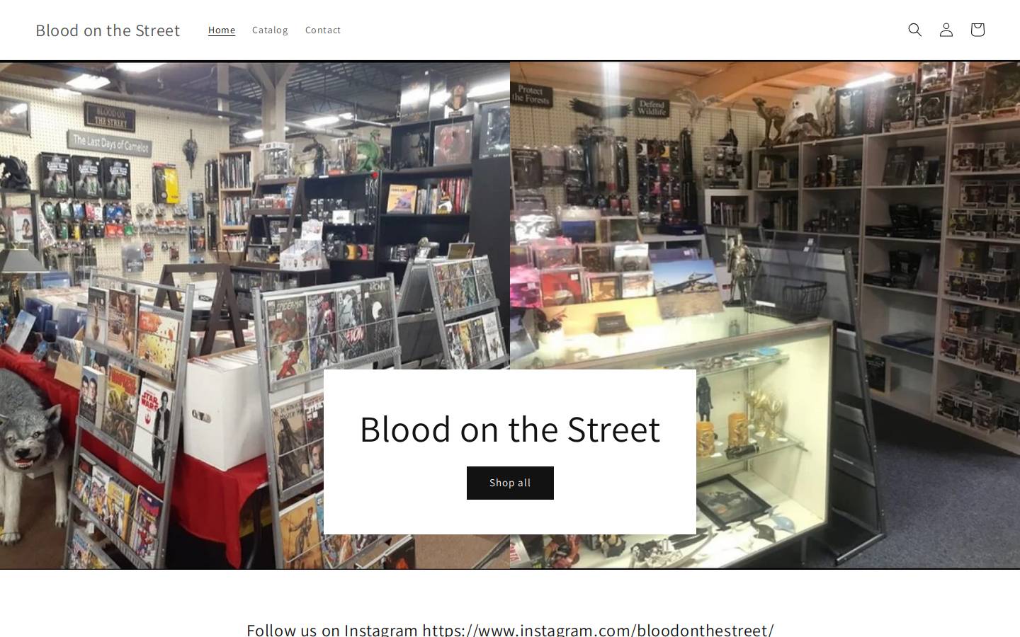 bloodonthestreetcollectibles.com homepage screenshot