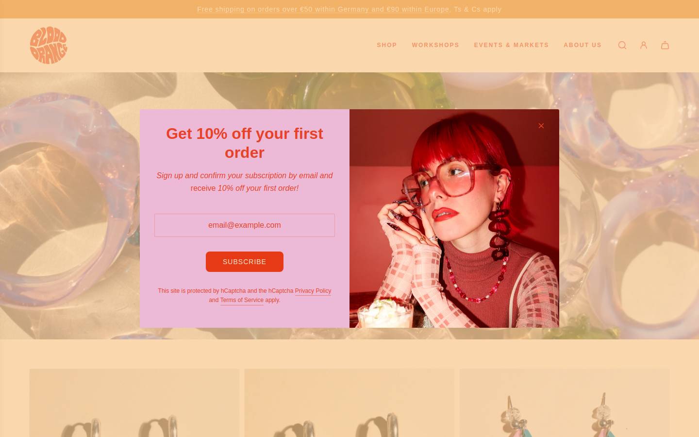 bloodorangejewellery.com homepage screenshot