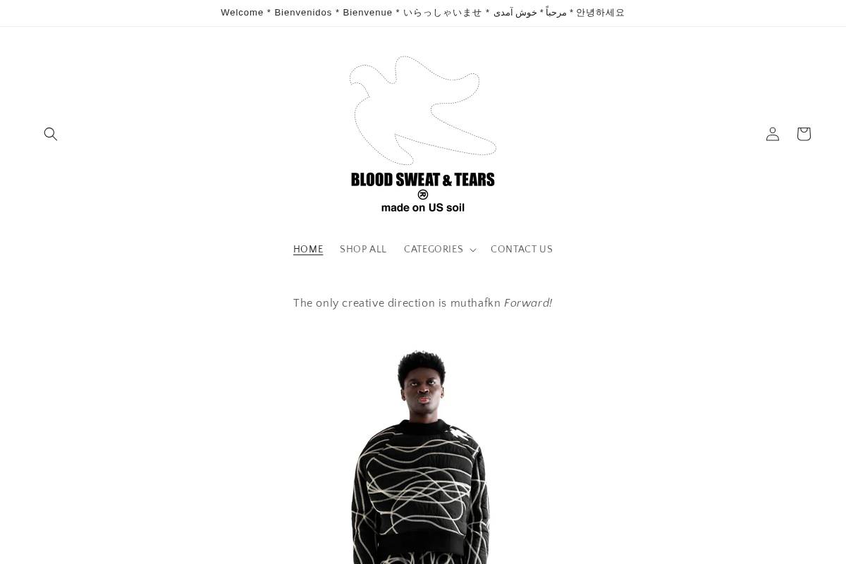 bloodsweatandtears.clothing homepage screenshot