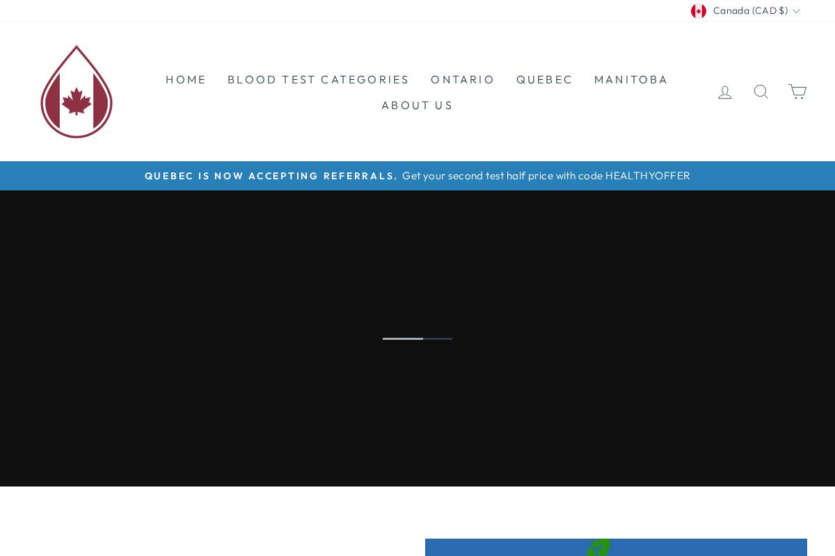 Blood Tests Canada homepage screenshot