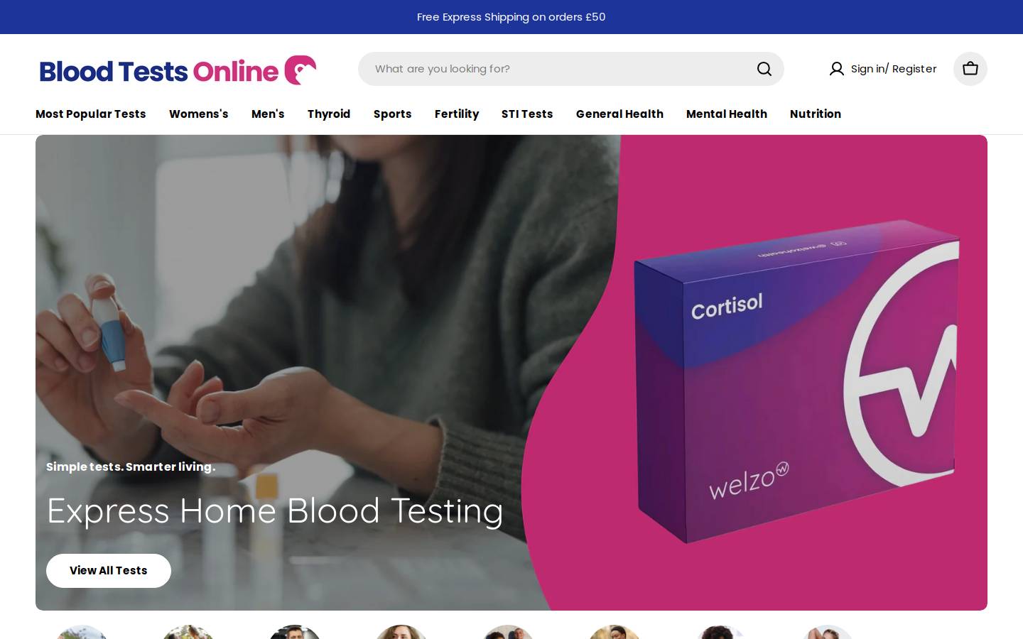 bloodtestsonline.co.uk homepage screenshot